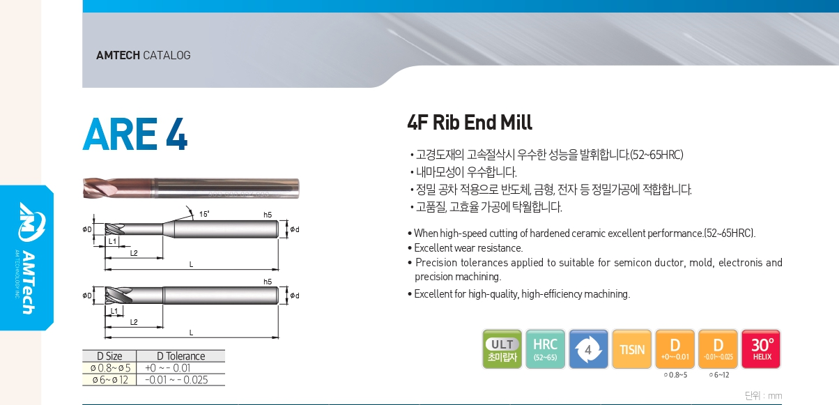 4 flutes rib flat endmill