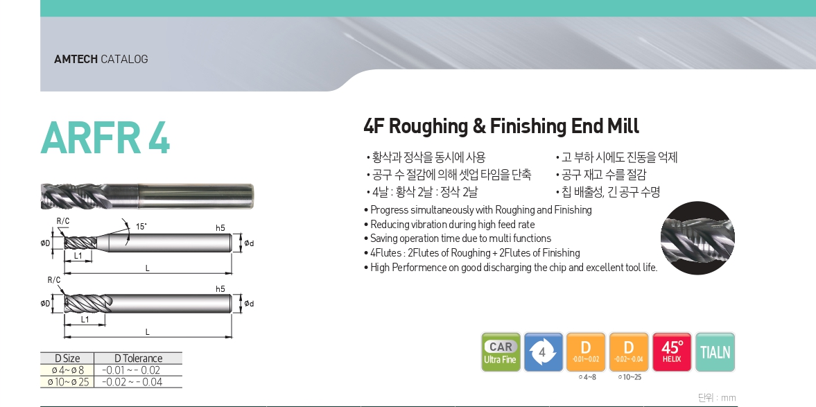 thumbnail image 2 of Kennametal 3/8" Solid Carbide End Mill – 4 Flute Roughing, Corner Chamfer, KCPM15 Coated 2 of 4